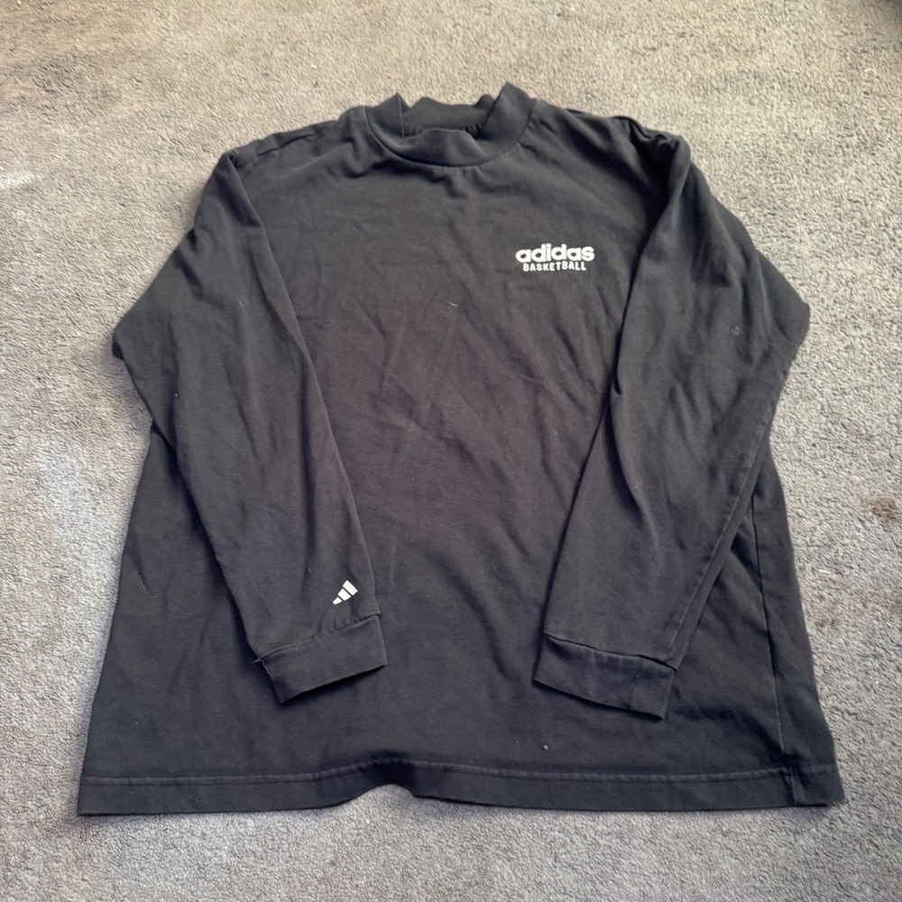 Adidas Basketball Mock Neck Long Sleeve Shirt Black Mens Medium